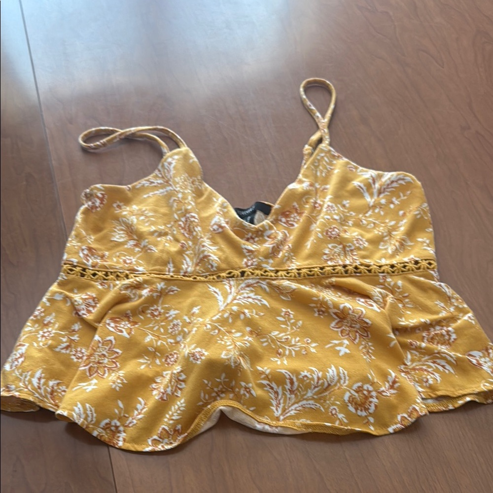 Forever 21 Gold Embellished Peplum Camisole